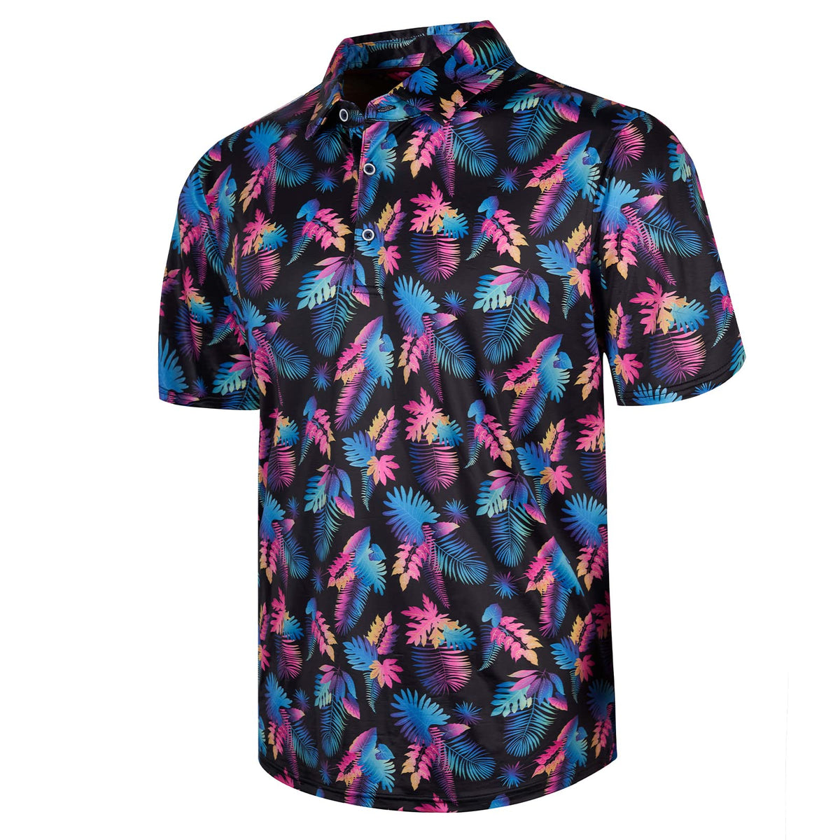 Men's Golf Shirt Quick-Dry Tennis Shirts 3D Printed Funny Polo Shirts, Leaves-S