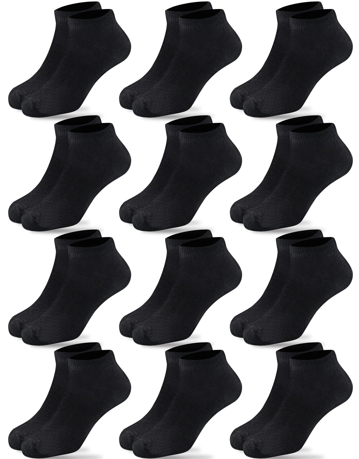 Duufin 12 Pairs Kids Athletic Ankle Socks Boys Girls Kids Black Ankle Socks 6-8 Years Toddler Low Cut Half Cushion Kids Ankle Socks, 6-8X