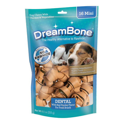 DreamBone Dental Dog Chews, Rawhide Free Dental Treats for Dogs, Helps Reduce Tartar and Freshens Breath, 16 Count
