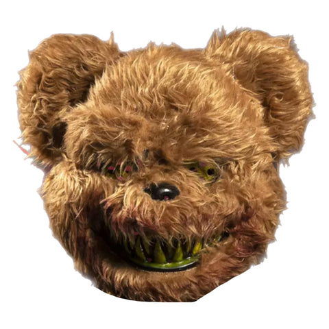 eBoutik - Scary Furry Horror Bear Face Cover Mask, Creepy Plush Button Eye Teddy Bear Mask for Adults, Kids @ Halloween Party, Carnival Cosplay Gaming