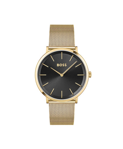 BOSS Analogue Quartz Watch for Men with Gold Colored Stainless Steel mesh Bracelet - 1513909