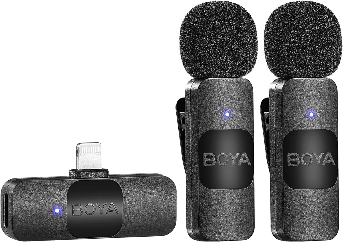 BOYA Wireless Lavalier Microphone for iPhone iPad Phone Omnidirectional External Mini Lapel Lightning Microphone for iPhone Clip-On Mic for Video Recording Podcast Live Streaming