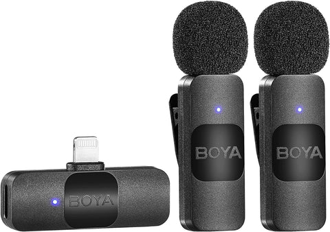 BOYA Wireless Lavalier Microphone for iPhone iPad Phone Omnidirectional External Mini Lapel Lightning Microphone for iPhone Clip-On Mic for Video Recording Podcast Live Streaming