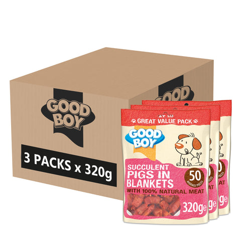 Good Boy - Pigs in Blankets Dog Treats - Wheat Free Recipe - Box of 3 x 320 g