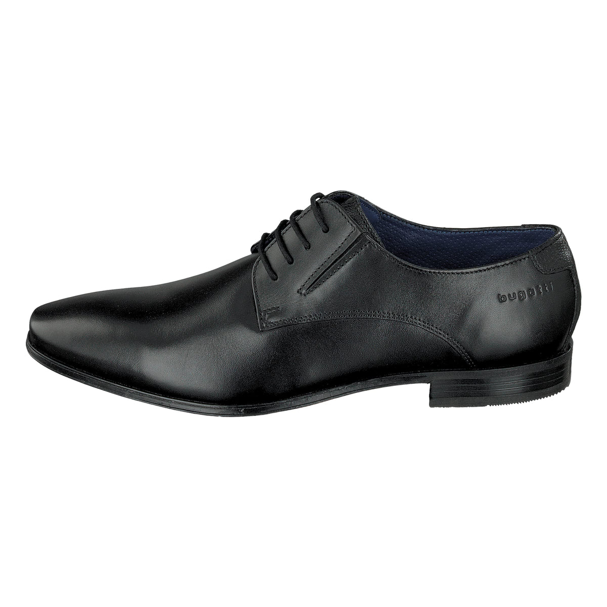 bugatti Men's Business shoe made of leather, classic derby with elastic band, Black, 9.5 UK