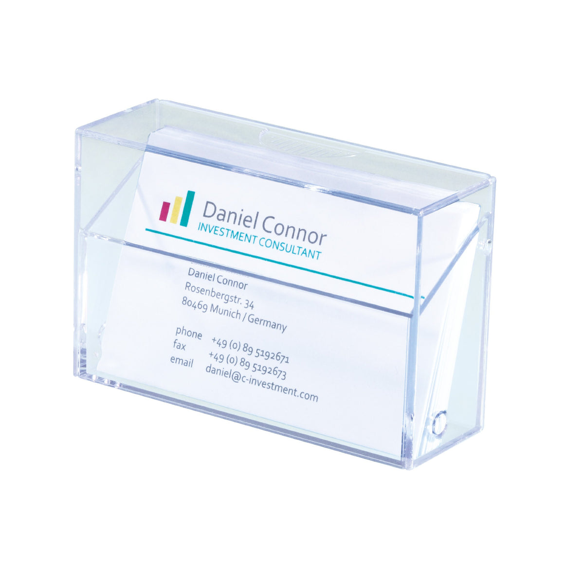 SIGEL VA110 Business Card Box, for up to 100 cards (max. 8,6 x 5,6 cm), clear