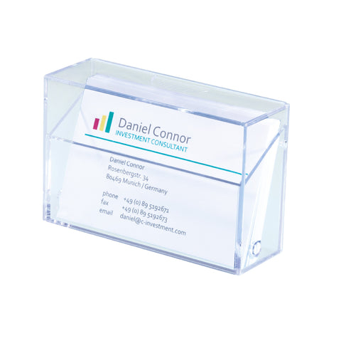 SIGEL VA110 Business Card Box, for up to 100 cards (max. 8,6 x 5,6 cm), clear