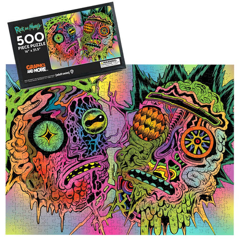 Rick and Morty Psychedelic Melt 500 Piece Jigsaw Puzzle for Adults, 16" L X 21.5" W
