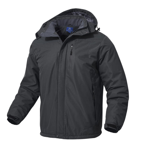 Mens Winter Jackets Ski Snow Coats Warm Fleece Lined Waterproof Windbreaker Softshell Hooded Jackets Raincoats Drakgrey S