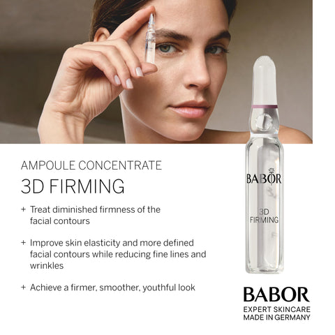 BABOR Ampoule, 3D Firming, Hyaluronic Acid Serum, Anti Aging, Reduce Wrinkles, Face Moisturizer for Women, Skin Firming, Vegan, Results in 7 Days