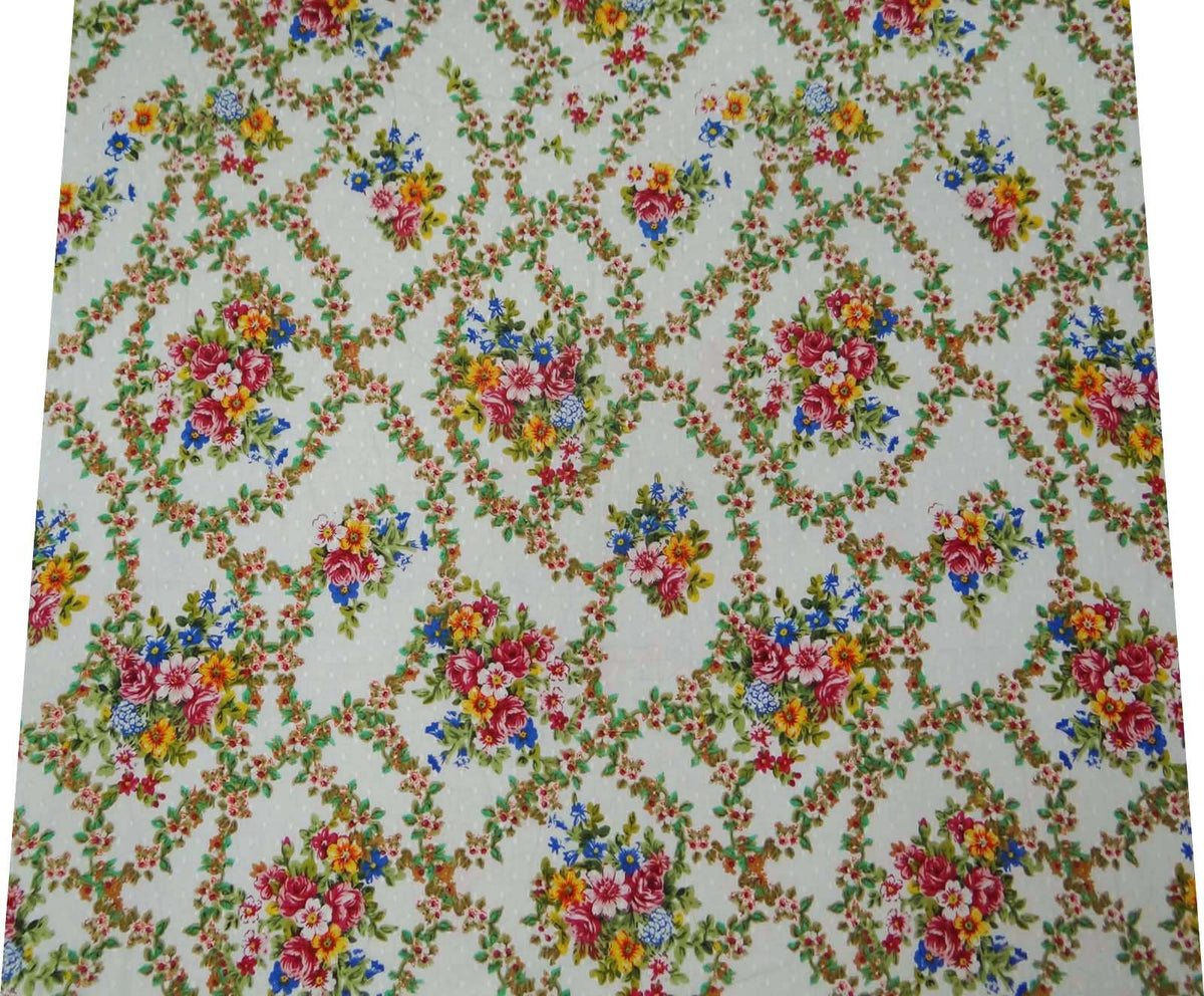 IBA Indianbeautifulart Cotton Jacquard Beige Fabric Sew 42" Width Indian Handmade Floral Crafted Sewing Fabric By Per Yard