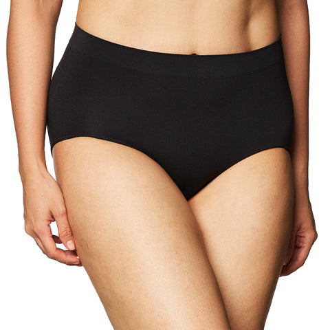 Bali Women's Seamless Panties, Smoothing Brief Underwear for Women, Full-Coverage Stretch Microfiber Briefs (Colors May Vary), Black, X-Large