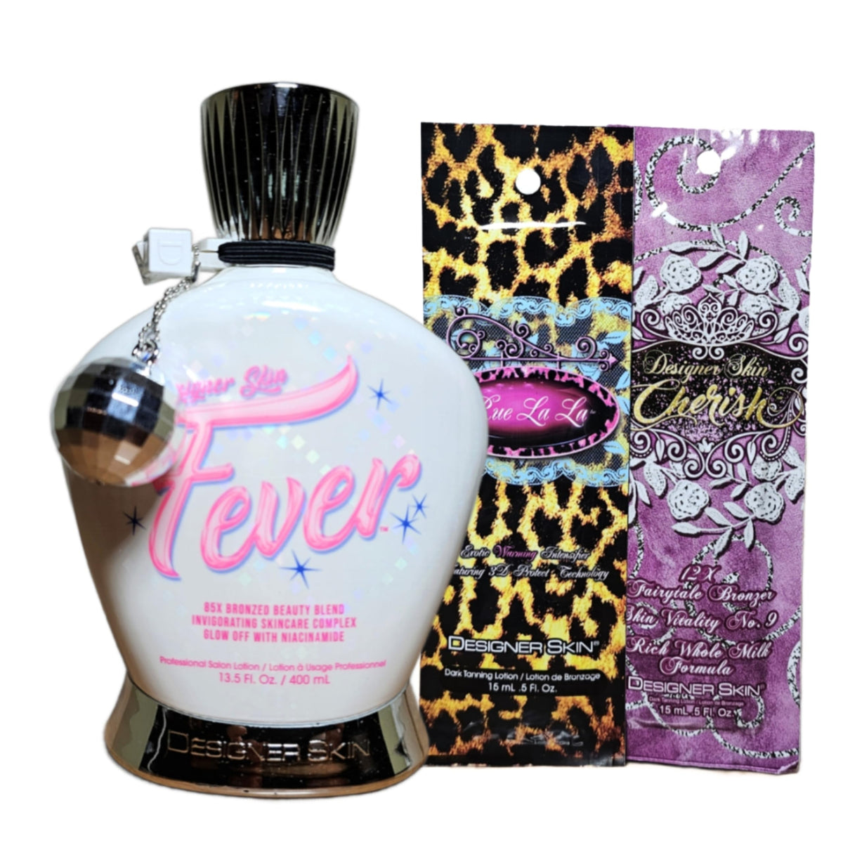 Designer Skin Fever Tanning Lotion 13.5 Fl Oz with Designer Skin Cherish Packet