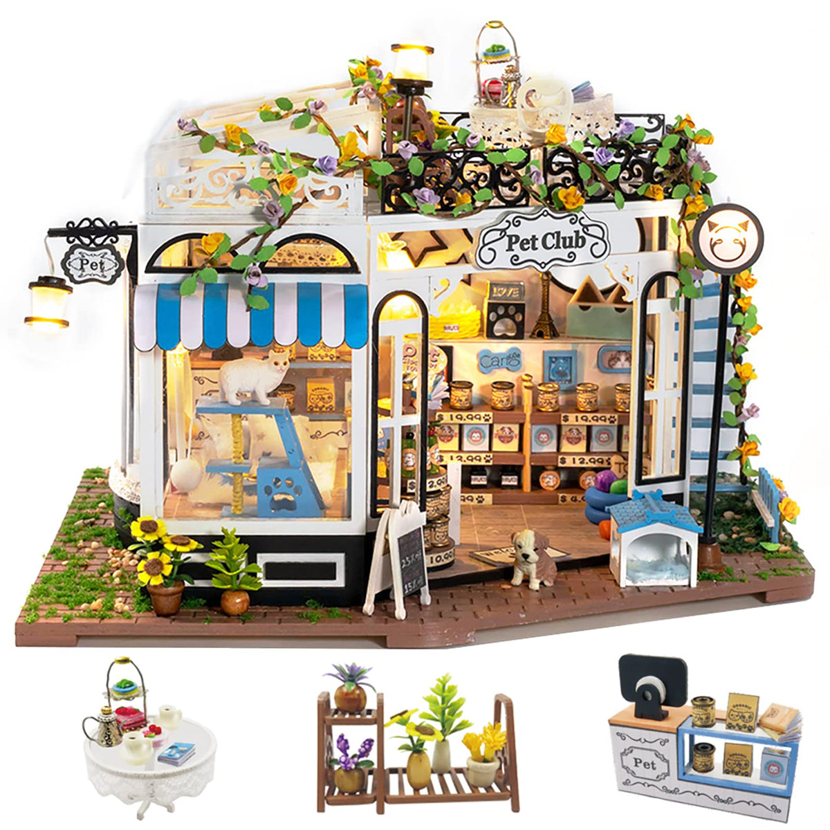 Spilay DIY Miniature Dollhouse Kit with Wooden Furniture,DIY Dollhouse Kit with Dust Proof Cover and LED,1:24 Scale Creative for Women Girl Friend Lover (K065)