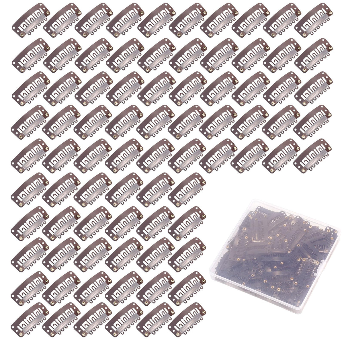 80pcs Hair Clips for Extensions, U-Shape Wig Clips to Secure Wig No Sew, Hair Extension Snap Clips for Girl Women (Brown)