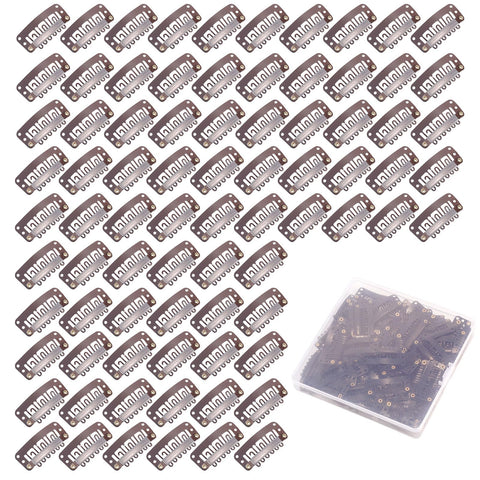 80pcs Hair Clips for Extensions, U-Shape Wig Clips to Secure Wig No Sew, Hair Extension Snap Clips for Girl Women (Brown)