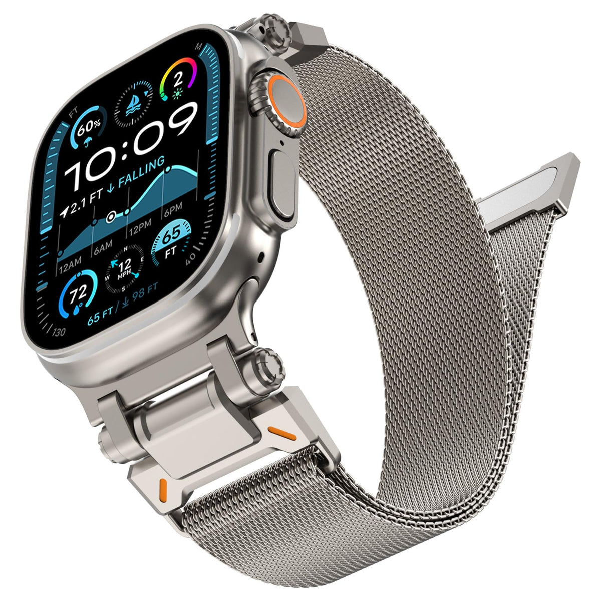 KADES for Apple Watch Ultra 2/Ultra Band 49mm for Series 10/9/8/SE2/7/6/SE/5/4/3/2/1 46mm/45mm/44mm/42mm Durable Metal Connector Band, Stainless Steel Mesh Loop Magnetic Clasp for Women and Men
