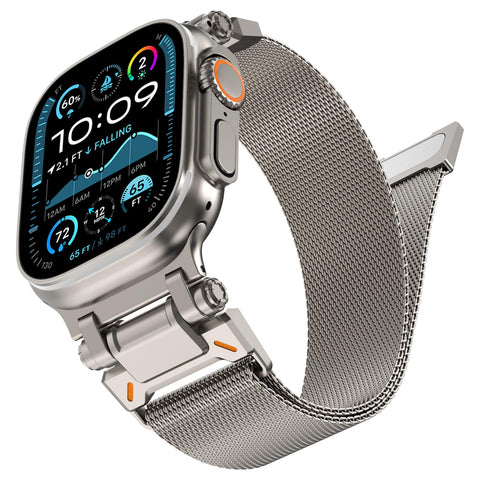 KADES for Apple Watch Ultra 2/Ultra Band 49mm for Series 10/9/8/SE2/7/6/SE/5/4/3/2/1 46mm/45mm/44mm/42mm Durable Metal Connector Band, Stainless Steel Mesh Loop Magnetic Clasp for Women and Men