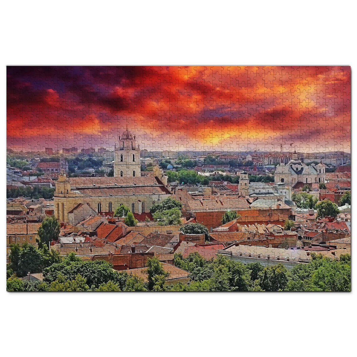 Lithuania Jigsaw Puzzle 1000 Piece Old Town Vilnius Lithuania Puzzle Travel Souvenir Wooden