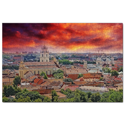 Lithuania Jigsaw Puzzle 1000 Piece Old Town Vilnius Lithuania Puzzle Travel Souvenir Wooden