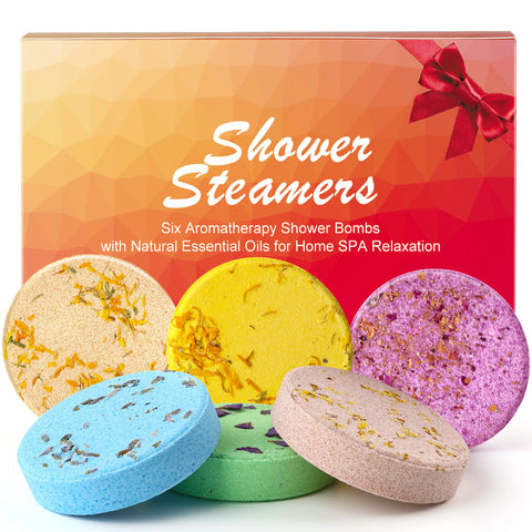 Tinyera Mom's Gift Shower Steamers, 6pcs Shower Bath Bombs with Essential Oils for Self Care & SPA Relaxation, Stress Relief, Birthday Gifts for Women Men,Gifts for Her