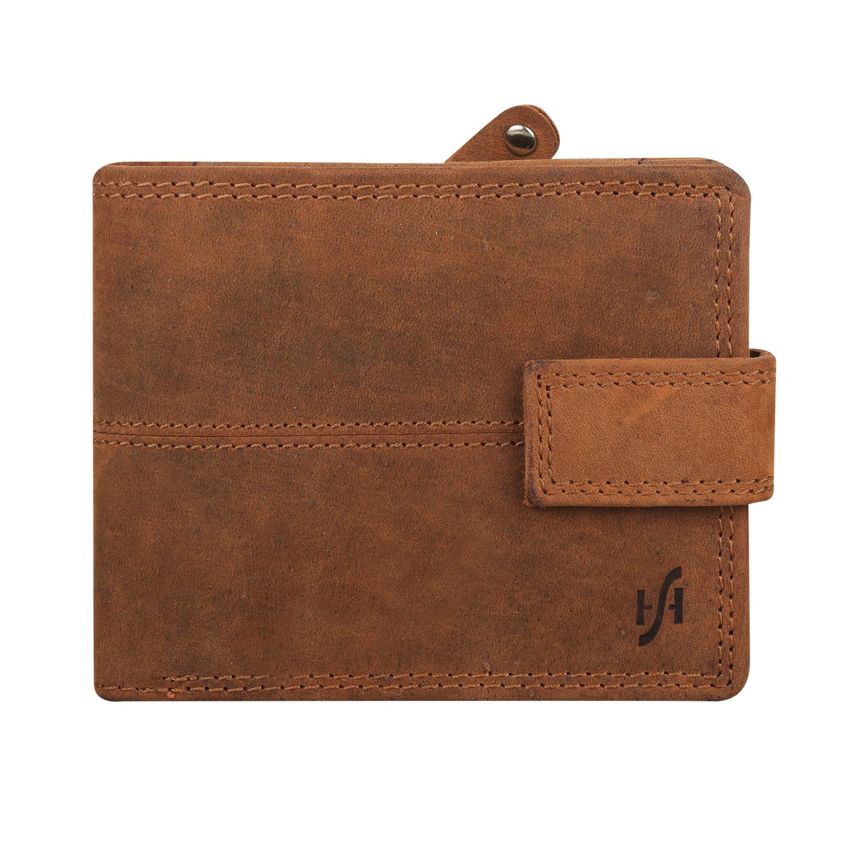 STARHIDE Men's Designer RFID Blocking Distressed Hunter Real Leather Wallet Zip Coin Pocket Purse 1044-Brown (Brown)