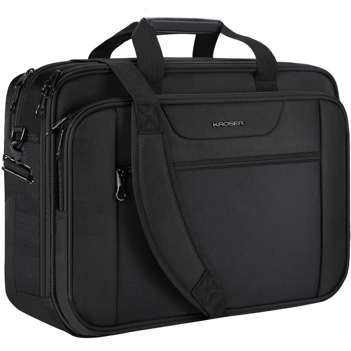 KROSER Laptop Bag XXL Laptop Briefcase Fits Up To 18 Inch Laptop Water-Repellent Light Weight Gaming Computer Bag Shoulder Bag Expandable Capacity For Travel/Business/School/Men-Black