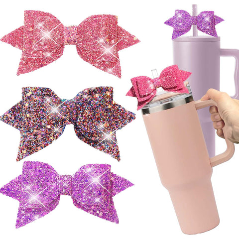 AIERSA Bow Straw Topper for Stanley Cup,3Pcs Bow Straw Cover for Stanley/Simple Modern Tumbler Bow Straw Decor for Stanley Cup Accessories - A