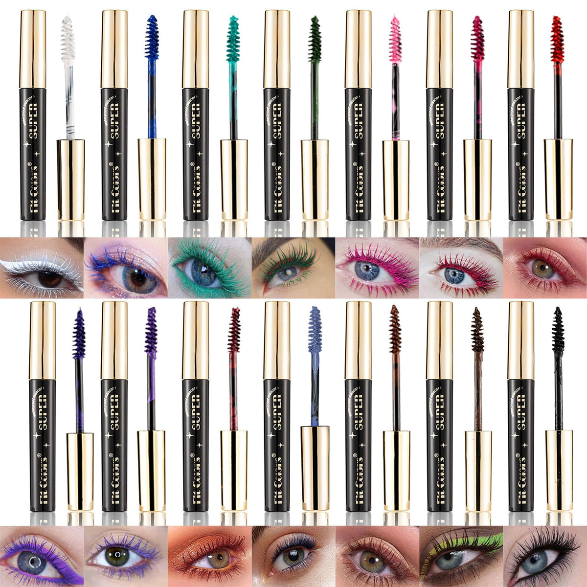 Joyeee Colored Mascara, 14 Colors Colorful Mascara Set, Waterproof and Smudgeproof Longlasting Mascara for Eyelashes, Cruelty Free Vegan Eye Makeup