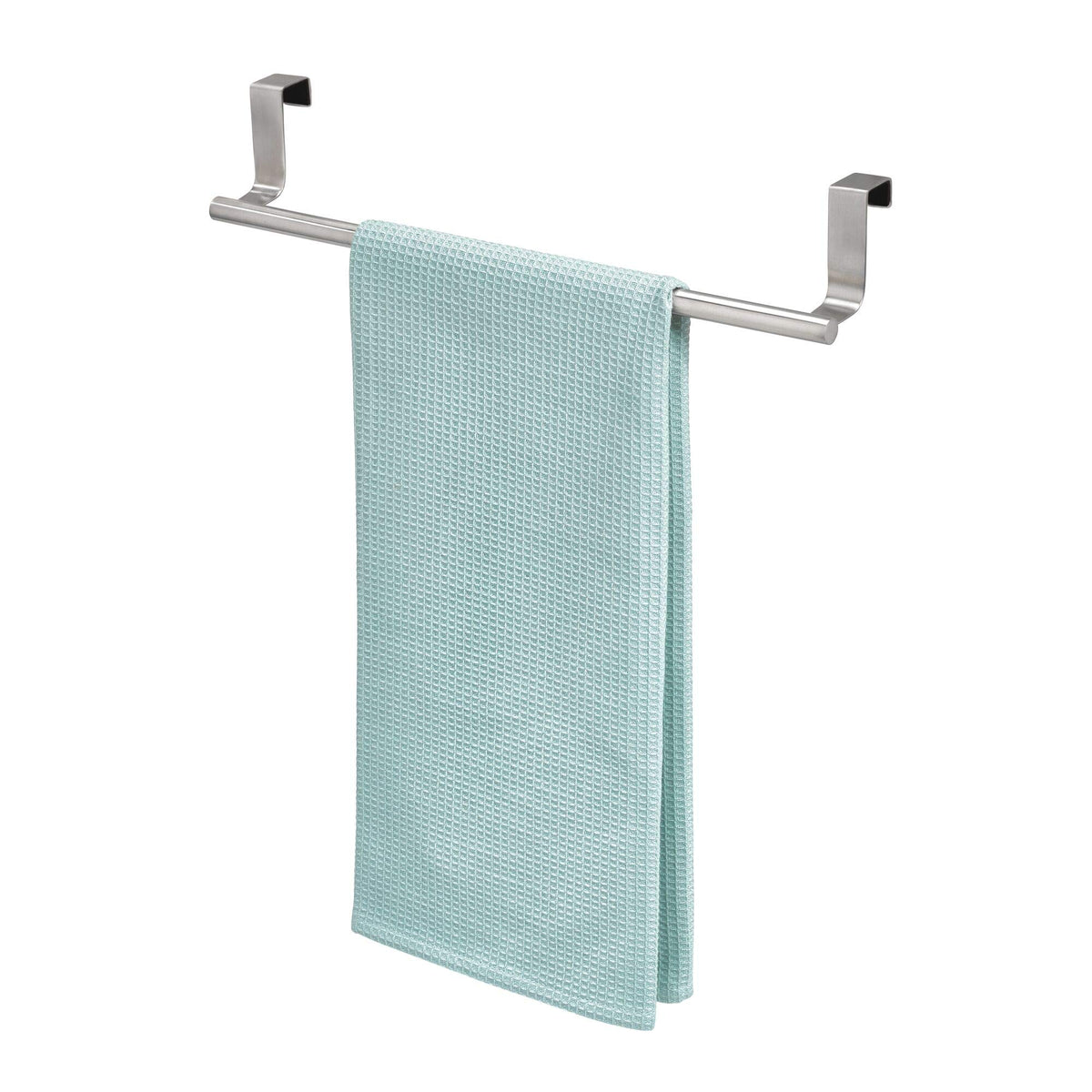 iDesign 29550ES Forma Over Door Towel Rail, Towel Holder for Kitchens and Bathrooms, Stainless Steel, Silver, 14" Towel Bar, Brushed