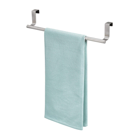 iDesign 29550ES Forma Over Door Towel Rail, Towel Holder for Kitchens and Bathrooms, Stainless Steel, Silver, 14" Towel Bar, Brushed