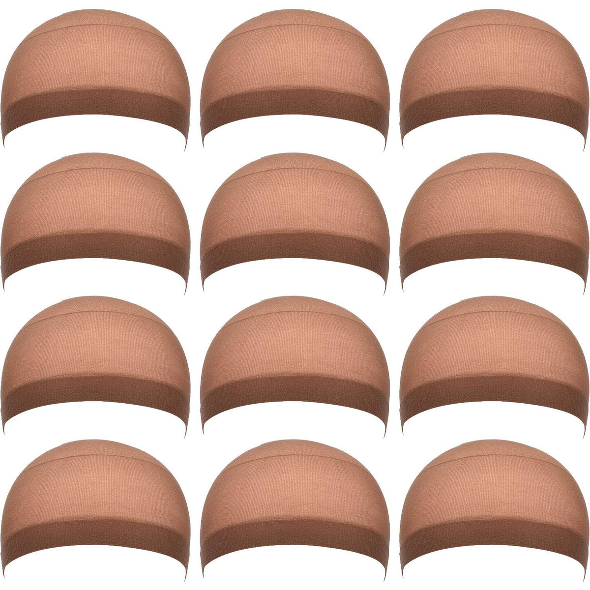 EBOOT 12 Pack Nylon Wig Caps for Women and Men (Light Brown)