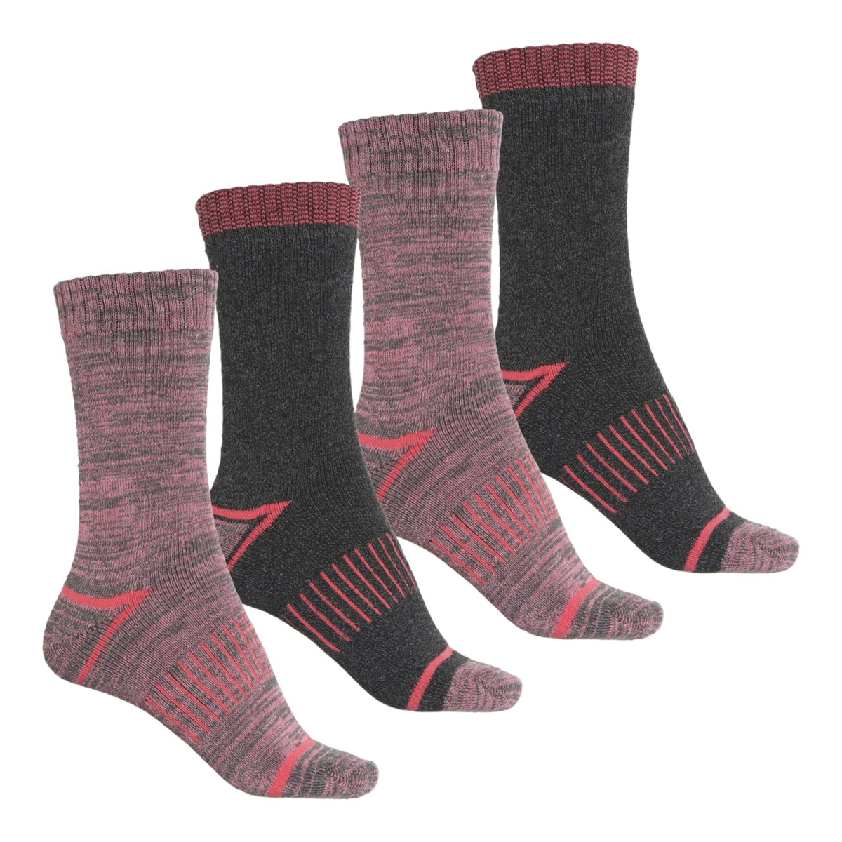 Columbia Women's 4 Pack Moisture Control Crew Socks (US, Alpha, One Size, Regular, Regular, Pink/Charcoal)