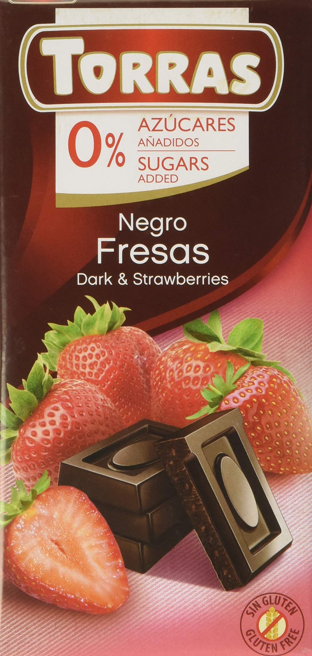 Torras No Added Sugar Dark Chocolate Bar with Strawberry 75 g