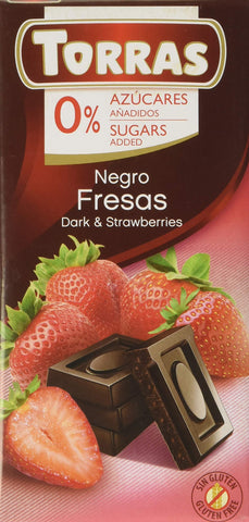 Torras No Added Sugar Dark Chocolate Bar with Strawberry 75 g