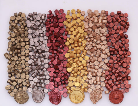 600Pcs Gold Wax Seal Beads, Metallic Red Sealing Wax Beads for Wax Seal Stamp, Antique Gold Wax Seal Beads Set with 6 Colors Perfect for Gift Sealing, Letter Sealing, Envelopes Sealing (Metallic)