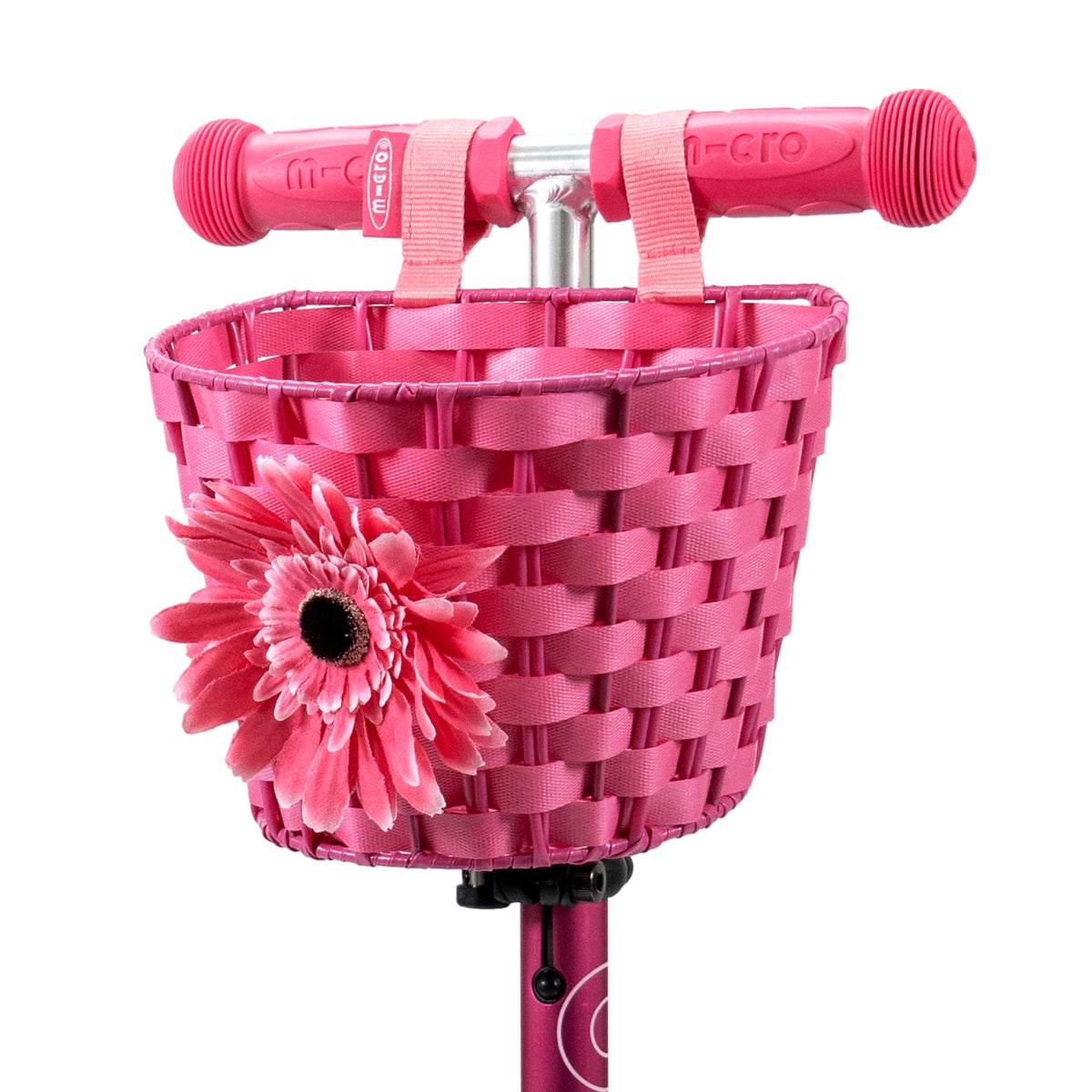 Micro Scooters | Eco Flower Basket | Bike/Scooter Accessories For Kids | Large Front Basket | Waterproof | Pink