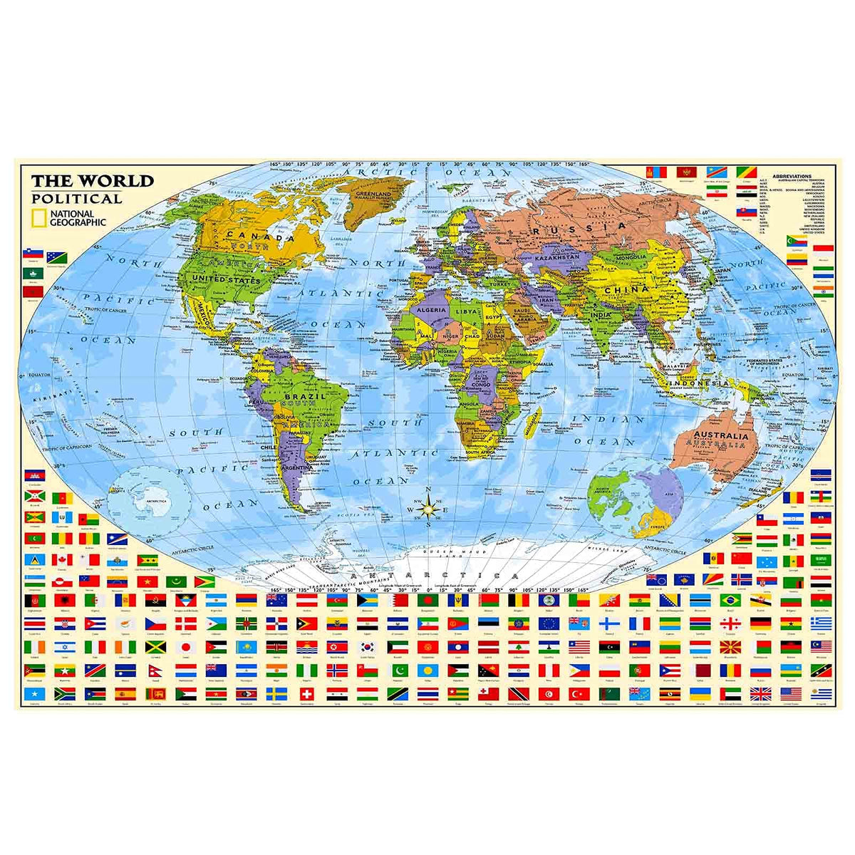 PAYOHTO Political World Map Jigsaw Puzzle 1000 Pieces for Adults Kids or Teens with 197 Countries International World Flags Puzzle Educational Toy