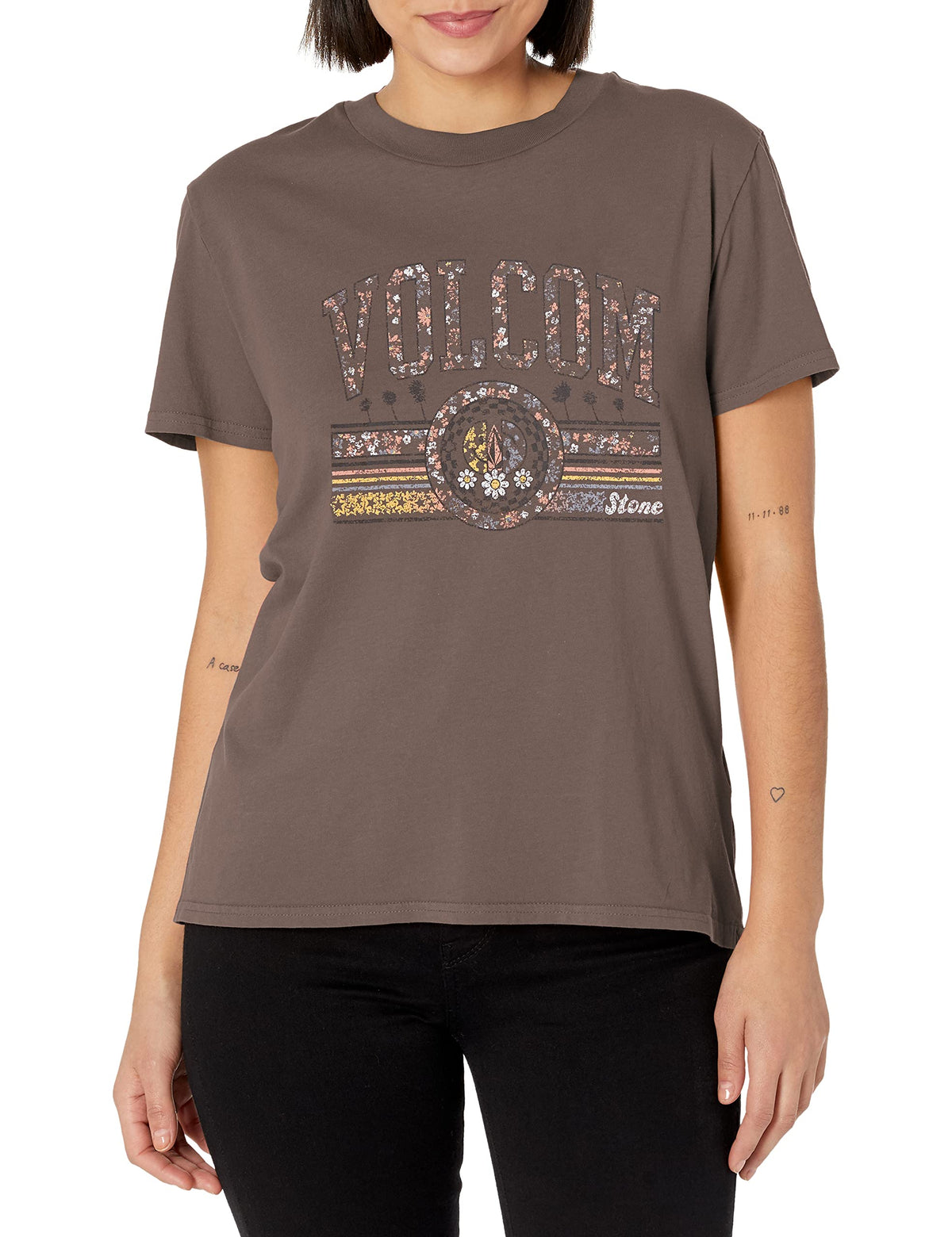 Volcom Women's Lock It Up Short Sleeve Tee, Slate Grey, X-Small