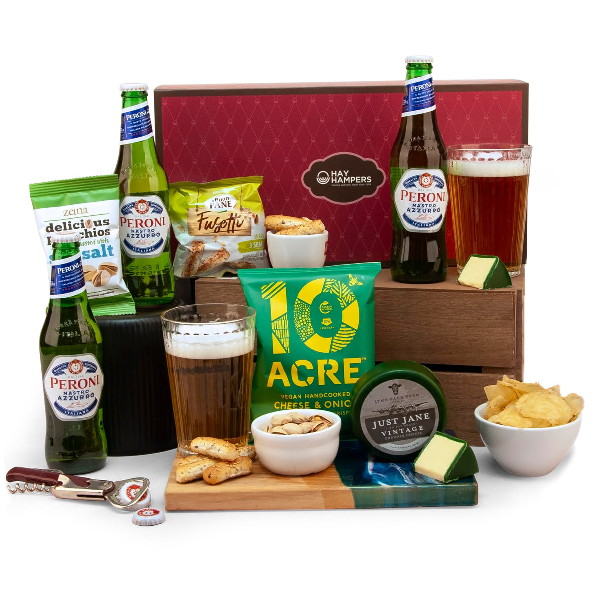Hay Hampers Beer Gift Hamper - Beer & Snacks Gifts for Men & Women, Cheese & Beer Hampers, Hamper Gift