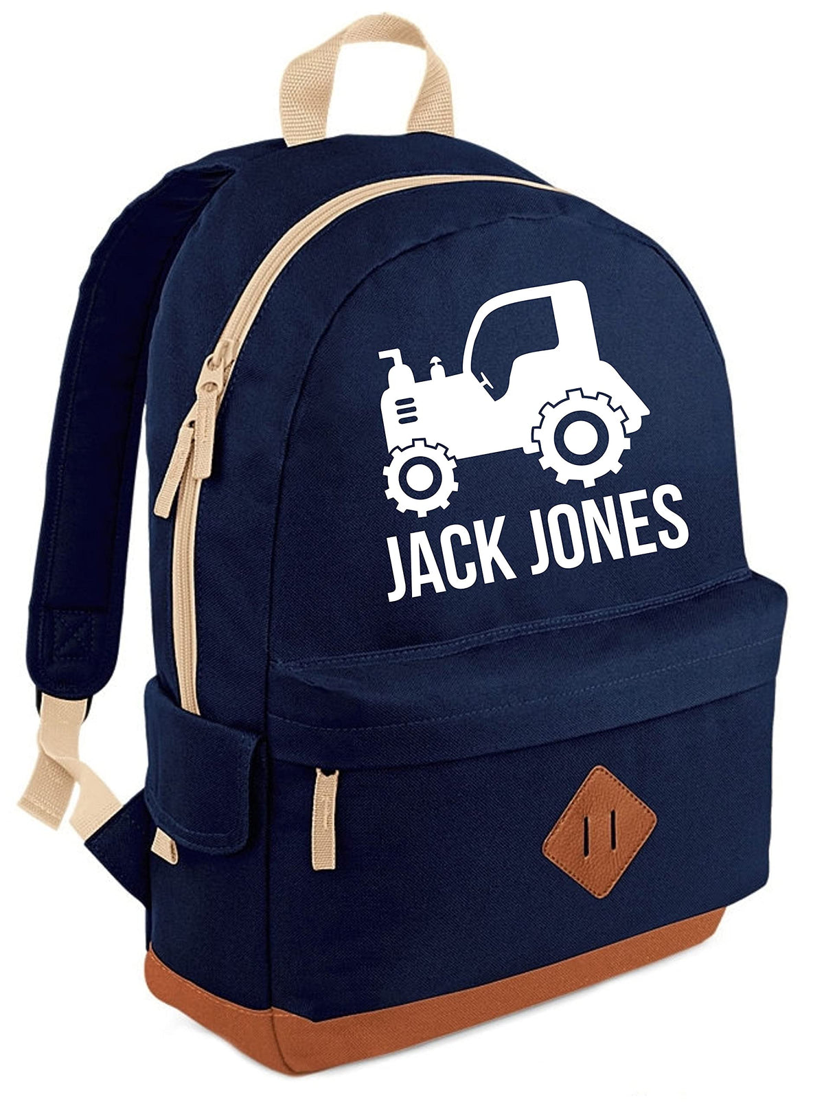 Edward Sinclair | Navy | Personalised | tractor with name | DESIGN 2 | Heritage | Backpack | with White Print