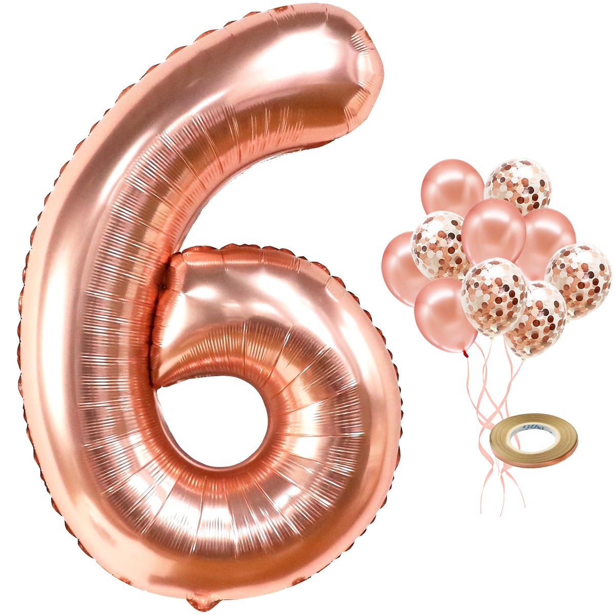 KatchOn, Rose Gold 6 Balloon Number - Giant, 40 Inch | Number 6 Balloons for Birthday Girl | 6th Birthday Balloon for 6th Birthday Decorations for Girls | 6 Year Old B