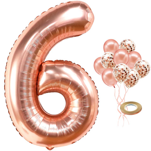 KatchOn, Rose Gold 6 Balloon Number - Giant, 40 Inch | Number 6 Balloons for Birthday Girl | 6th Birthday Balloon for 6th Birthday Decorations for Girls | 6 Year Old B