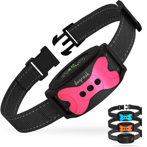 DogRook Anti Bark Collar - Automatic Anti Barking Collar - Vibrating Dog Collar - No Shock Anti Bark Collars for Dogs - Effective Anti Barking Device 8-110 lbs - Dog Training Collar - Pink