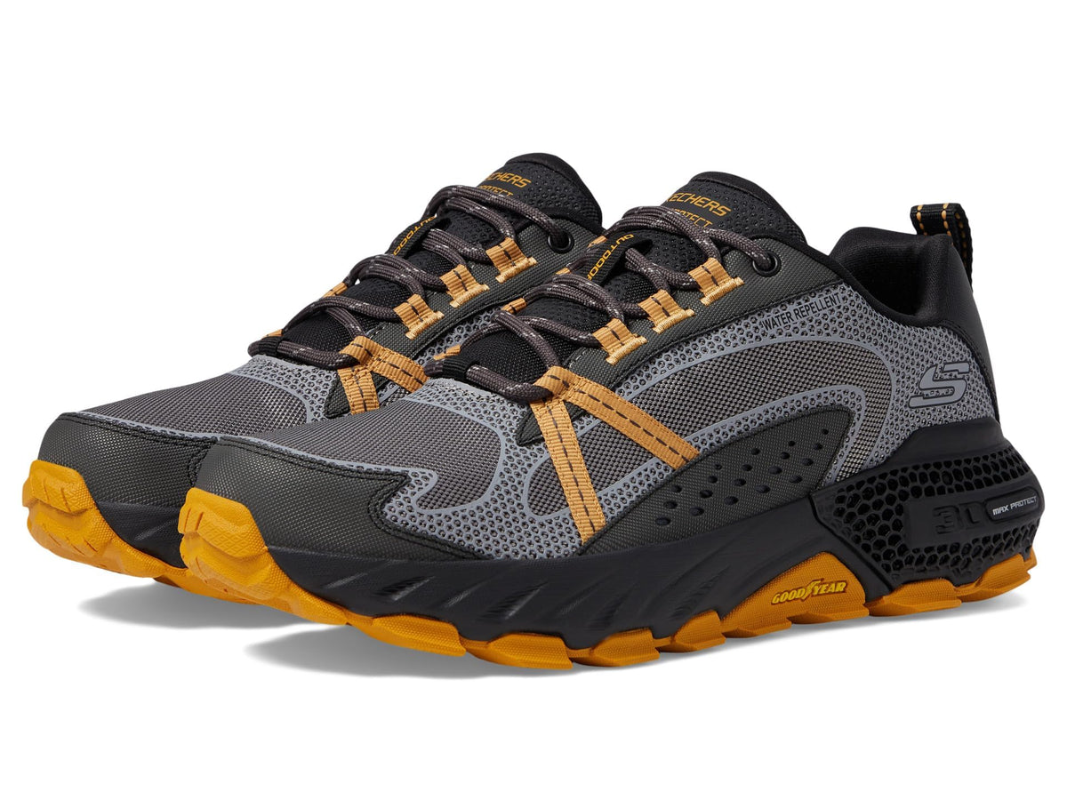 Skechers Men's 3D Max Protect Oxford, Gray/Yellow, 7.5