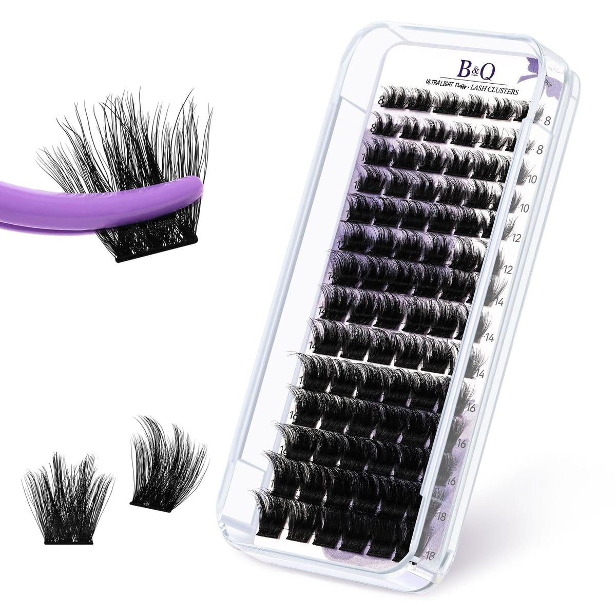 Lash Clusters F03 Fluffy Individual Lashes 84 Pcs Ultralight Eyelash Clusters B&Q DIY Cluster Eyelash Extensions at Home Wispy Lash Extension Light as Feather Cluster Lashes (F03-D-8-18mm)