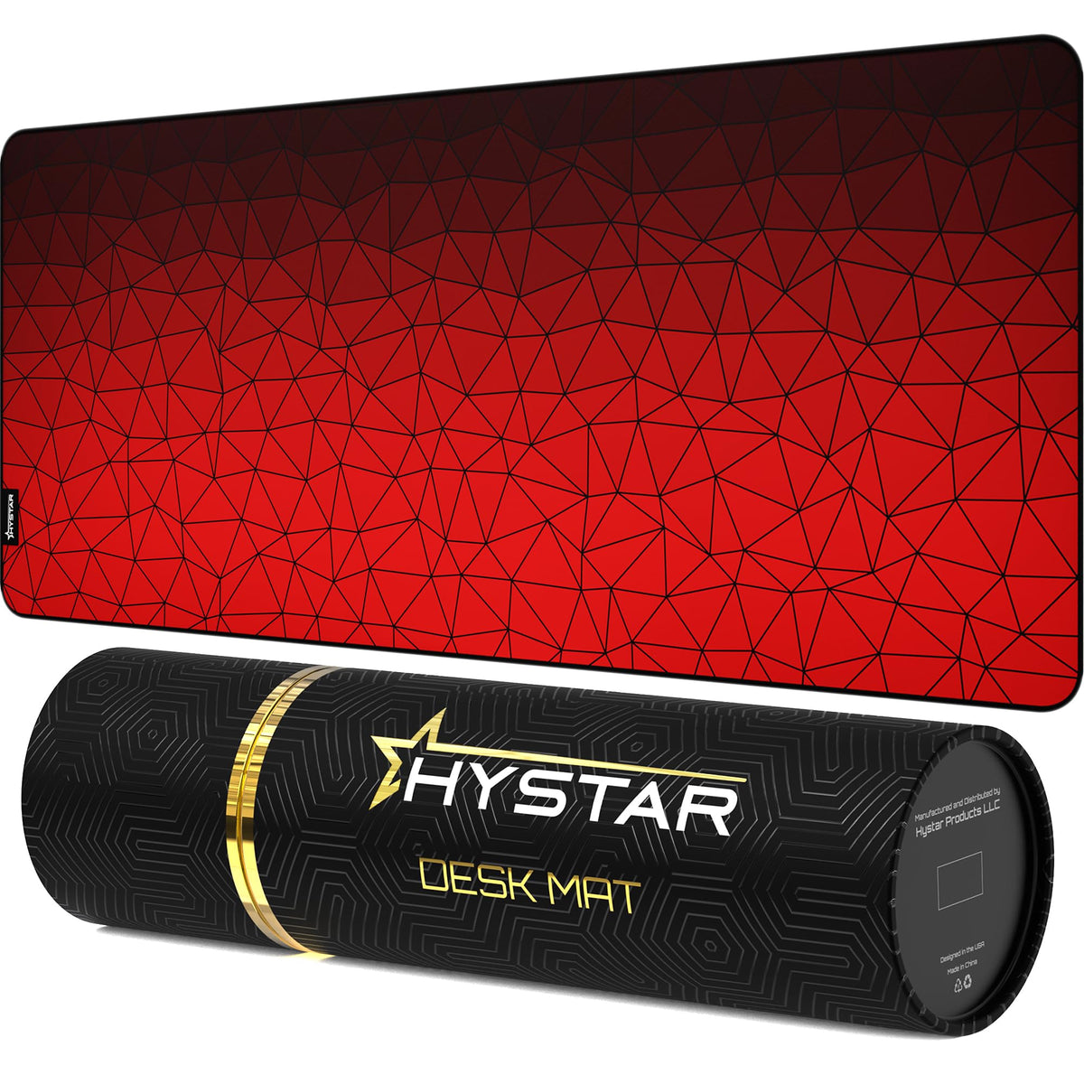 Hystar Extended Gaming Mouse Pad | XXXL 45" x 20" | 5mm Thick, Waterproof Surface, Smooth Polyester Fabric, and Natural Rubber Base | Poly Red