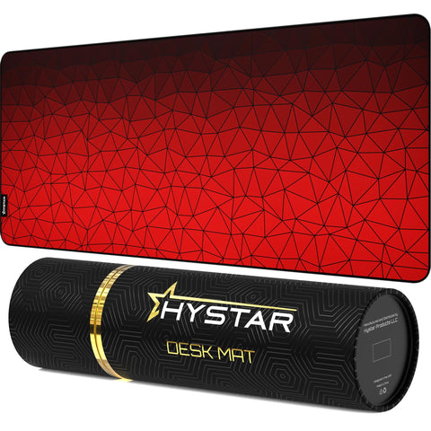 Hystar Extended Gaming Mouse Pad | XXXL 45" x 20" | 5mm Thick, Waterproof Surface, Smooth Polyester Fabric, and Natural Rubber Base | Poly Red