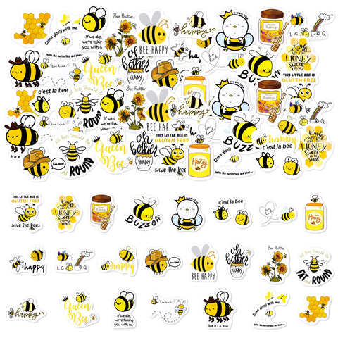 46PCS Bee Sticker,Cute Bee Stickers, Funny Bees Animal Stickers,Water Bottle Stickers for Scrapbooking, DIY Crafts, Laptops, Journal, Gifts for Adult, Child