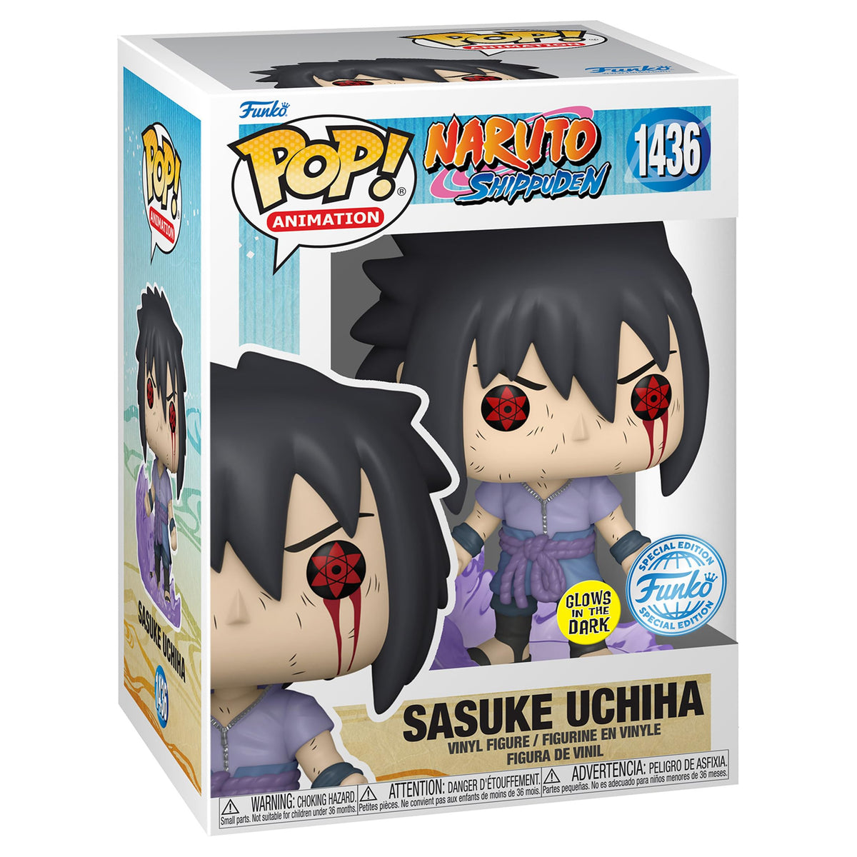 Funko Pop! Animation: Naruto Shippuden - Sasuke Uchiha Half Susano (Amaterasu) Special Edition Multicolor Glow Exclusive #1436 - Glows in The Dark